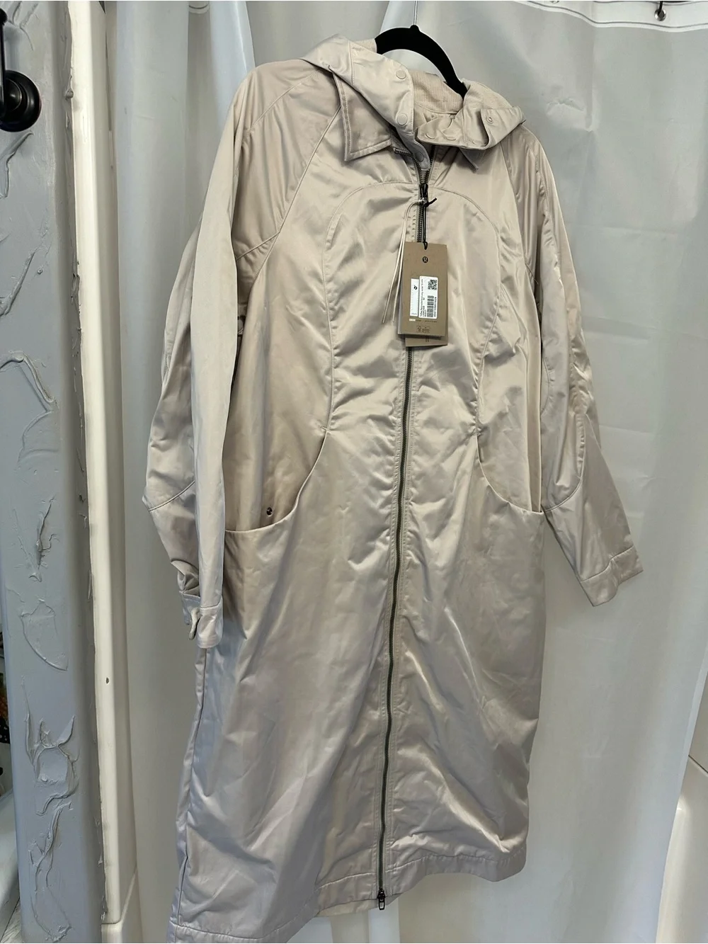 lululemon athletica Long Hooded Trench Coat in Beige